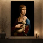 Leonardo da Vinci Lady with an Ermine Famous Art Prints Canvas Print styled in a refined interior