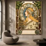 Alphonse Mucha Art Nouveau Zodiac Famous Art Prints Canvas Print - Image 4