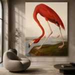 AJohn James Audubon merican Flamingo Famous Art Prints Canvas Print shown in a warm modern interior