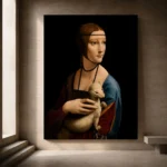 Leonardo da Vinci Lady with an Ermine Famous Art Prints Canvas Print presented in a sophisticated home setting