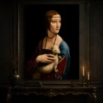 Leonardo da Vinci Lady with an Ermine Famous Art Prints Canvas Print showcased in an elegant minimalist interior