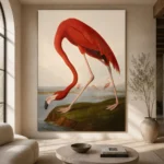 AJohn James Audubon merican Flamingo Famous Art Prints Canvas Print showcased in an elegant minimalist interior