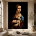 Leonardo da Vinci Lady with an Ermine Famous Art Prints Canvas Print showcased in an elegant minimalist interior