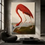 AJohn James Audubon merican Flamingo Famous Art Prints Canvas Print showcased in an elegant minimalist interior
