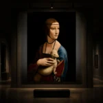 Leonardo da Vinci Lady with an Ermine Famous Art Prints Canvas Print showcased in an elegant minimalist interior