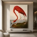 AJohn James Audubon merican Flamingo Famous Art Prints Canvas Print showcased in an elegant minimalist interior