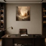 Luminous Neutral Abstract Wall Art Canvas Print displayed in a contemporary gallery-inspired room