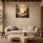 Luminous Neutral Abstract Wall Art Canvas Print presented in a sophisticated home setting