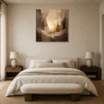 Luminous Neutral Abstract Wall Art Canvas Print showcased in an elegant minimalist interior