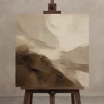 Earth Tone Textured Abstract Wall Art Canvas Print displayed on a studio easel