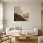 Earth Tone Textured Abstract Wall Art Canvas Print styled in a refined neutral interior