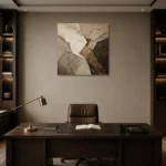 Fragmented Earth Textured Abstract Wall Art Canvas Print displayed in a contemporary gallery-inspired room