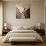 Fragmented Earth Textured Abstract Wall Art Canvas Print showcased in an elegant minimalist interior