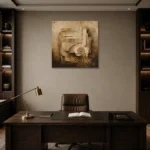 Geometric Relief Abstract Wall Art Canvas Print displayed in a contemporary gallery-inspired room