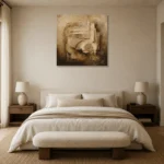 Geometric Relief Abstract Wall Art Canvas Print showcased in an elegant minimalist interior