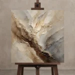 Stone Vein Textured Abstract Wall Art Canvas Print displayed on a studio easel