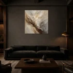 Stone Vein Textured Abstract Wall Art Canvas Print shown in a warm modern interior