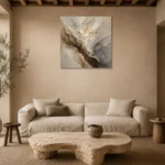 Stone Vein Textured Abstract Wall Art Canvas Print presented in a sophisticated home setting