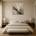 Stone Vein Textured Abstract Wall Art Canvas Print showcased in an elegant minimalist interior