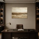 Earth Horizon Textured Abstract Wall Art Canvas Print displayed in a contemporary gallery-inspired room