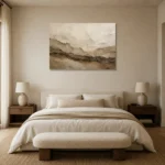 Weathered Horizon Textured Abstract Wall Art Canvas Print showcased in an elegant minimalist interior