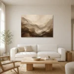 Flowing Earth Textured Abstract Wall Art Canvas Print styled in a refined neutral interior