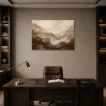 Flowing Earth Textured Abstract Wall Art Canvas Print displayed in a contemporary gallery-inspired room
