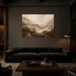 Flowing Earth Textured Abstract Wall Art Canvas Print shown in a warm modern interior