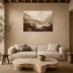 Flowing Earth Textured Abstract Wall Art Canvas Print presented in a sophisticated home setting