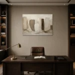 Stone Forms Textured Abstract Wall Art Canvas Print displayed in a contemporary gallery-inspired room