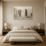 Stone Forms Textured Abstract Wall Art Canvas Print showcased in an elegant minimalist interior