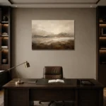 Mountain Horizon Textured Abstract Wall Art Canvas Print displayed in a contemporary gallery-inspired room