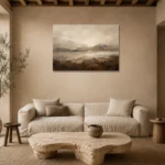 Mountain Horizon Textured Abstract Wall Art Canvas Print presented in a sophisticated home setting