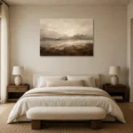 Mountain Horizon Textured Abstract Wall Art Canvas Print showcased in an elegant minimalist interior