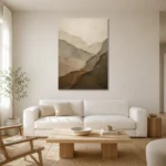 Layered Earth Textured Abstract Wall Art Canvas Print styled in a refined neutral interior