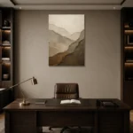 Layered Earth Textured Abstract Wall Art Canvas Print displayed in a contemporary gallery-inspired room