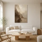 Ivory Rift Textured Abstract Wall Art Canvas Print styled in a refined neutral interior