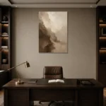Ivory Rift Textured Abstract Wall Art Canvas Print displayed in a contemporary gallery-inspired room