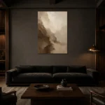 Ivory Rift Textured Abstract Wall Art Canvas Print shown in a warm modern interior