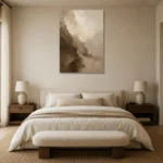 Ivory Rift Textured Abstract Wall Art Canvas Print showcased in an elegant minimalist interior