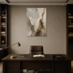 Vertical Stone Vein Textured Abstract Wall Art Canvas Print displayed in a contemporary gallery-inspired room
