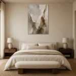 Vertical Stone Vein Textured Abstract Wall Art Canvas Print showcased in an elegant minimalist interior