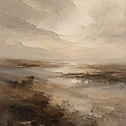 Coastal Horizon Textured Abstract Wall Art Canvas Print