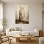 Stone Monolith Textured Abstract Wall Art Canvas Print styled in a refined neutral interior
