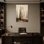 Stone Monolith Textured Abstract Wall Art Canvas Print displayed in a contemporary gallery-inspired room