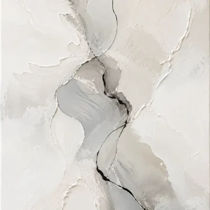Silver Flow Neutral Abstract Wall Art Canvas Print