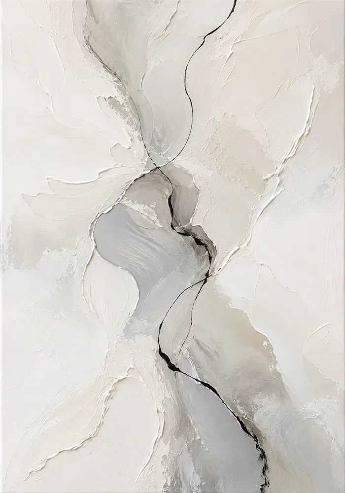 Silver Flow Neutral Abstract Wall Art Canvas Print