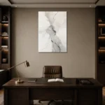 Silver Flow Neutral Abstract Wall Art Canvas Print displayed in a contemporary gallery-inspired room