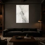 Silver Flow Neutral Abstract Wall Art Canvas Print shown in a warm modern interior