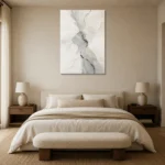 Silver Flow Neutral Abstract Wall Art Canvas Print showcased in an elegant minimalist interior